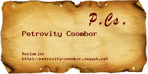 Petrovity Csombor névjegykártya